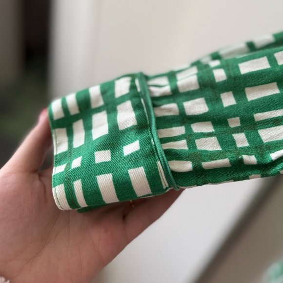 CAbi Green and White Circuit Jacket with Waist Tie Strap Spring 2022 Style 6025 - Picture 11 of 12